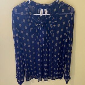 Anthropologie Blue and Gold Dot Blouse